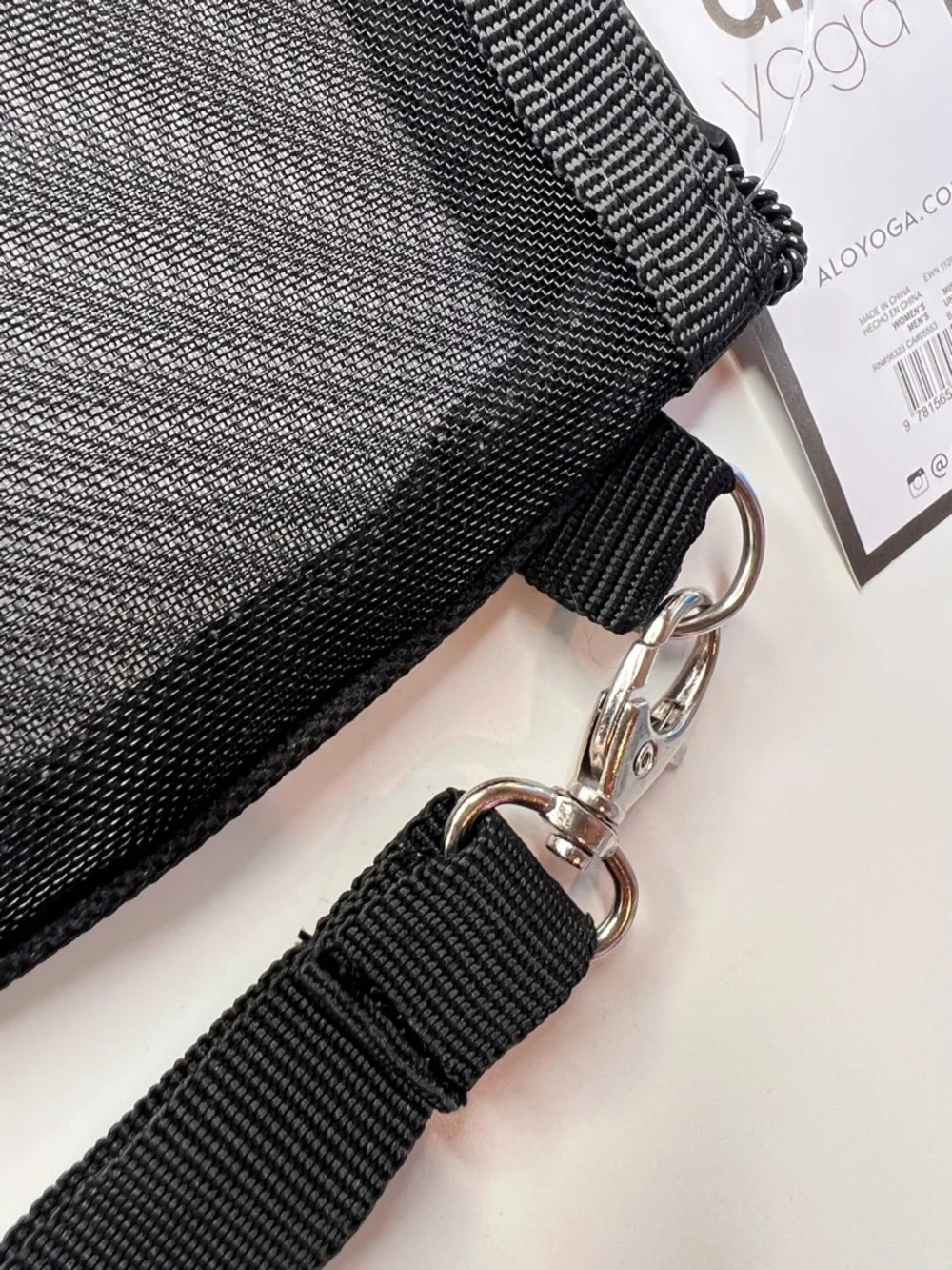 ALO Yoga Black Mesh Wristlet Pouch with White Logo inspired - Picture 3 of 6